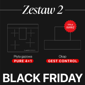 Zestaw 2 - Płyta gazowa PURE 4+1, Okap Gest Control