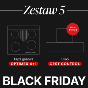 Zestaw 5 - Płyta gazowa OPTIMEX 4+1, Okap Gest Control